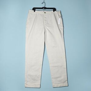 Mens Outerknown Cream Fort Chino Pant sz 36x32  Straight Button Fly Cotton NEW